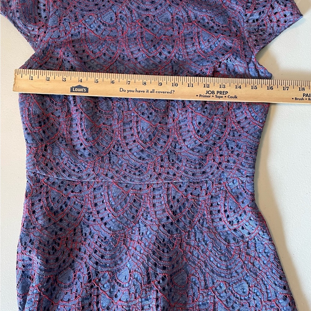Banana Republic A-Line Asymmetrical Dress in Blue and Red Lace GUC - Picture 4 of 6